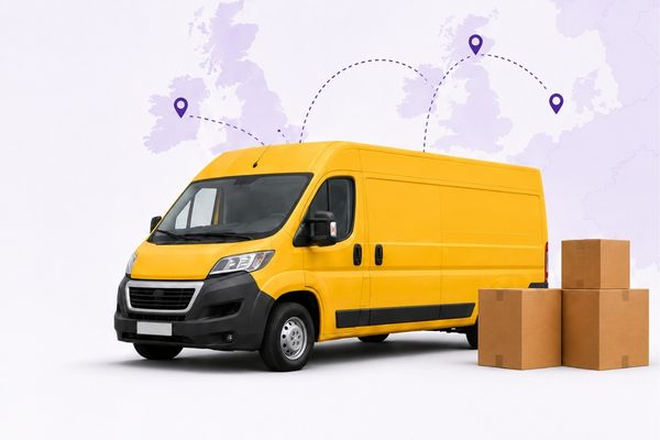 DHL Delivery Van on UK Map